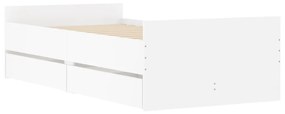 Estrutura cama de solteiro pequena c/ gavetas 75x190 cm branco