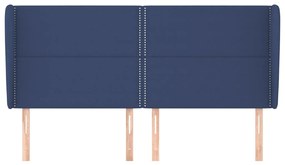 Cabeceira de cama c/ abas tecido 183x23x118/128 cm azul