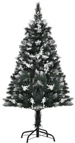 Árvore de Natal Artificial 120 cm com 222 Ramos 28 Decorações Suporte em Aço Dobrável e Base Destacável Verde