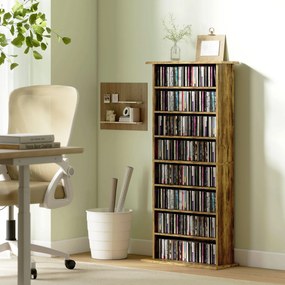 Móvel de Arrumação para CD e DVD, 58 x 24 x 126,3 cm, 6 Prateleiras Reguláveis, Castanho