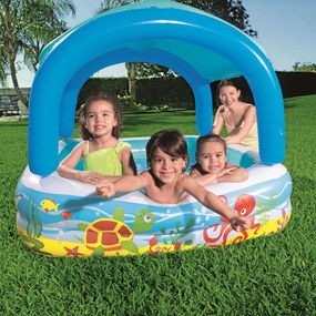 91619 Bestway Piscina de brincar com toldo azul 140x140x114 cm