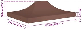 Teto para tenda de festas 4,5x3 m 270 g/m² castanho