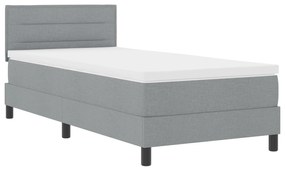 Cama Box Spring com Colchão Cinza Claro 90x200 cm Tecido
