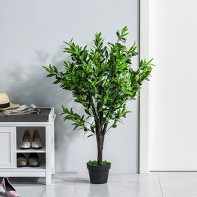 Outsunny Planta Artificial com Altura 120cm Oliveira Artificial com 1080 Azeitonas Folhas Realistas e 108 Frutos Decoração para interior Exterior Sala de Estar Escritório Verde