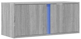 Móvel de parede p/ TV c/ luzes LED 80x31x35 cm cinzento sonoma
