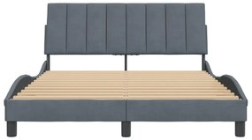 Estrutura de cama c/ cabeceira 140x190cm veludo cinzento-escuro