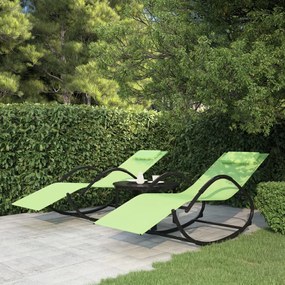 vidaXL Espreguiçadeiras baloiço 2 pcs aço e textilene verde