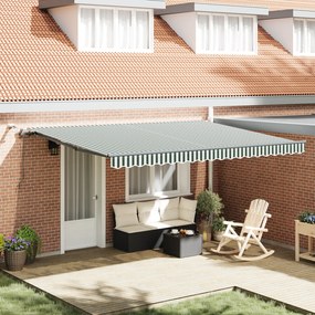 Toldo Retrátil Automático vidaXL com LED Verde e Branco 450x300 cm