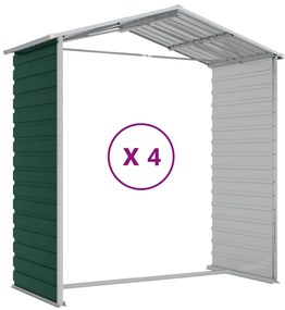 Abrigo de jardim 191x385x198 cm aço galvanizado verde