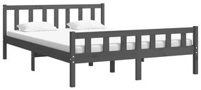 Estrutura de cama king 150x200 cm madeira maciça cinza