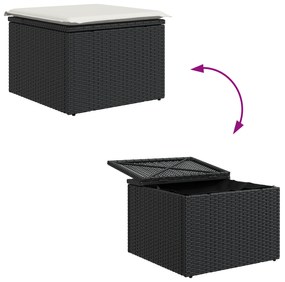 Conjunto de Jantar de Jardim de 5 Peças com Almofadas em Rattan Preto