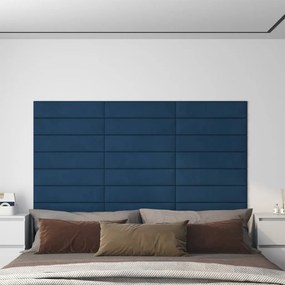 Painel de parede 12 pcs 60x15 cm veludo 1,08 m² azul