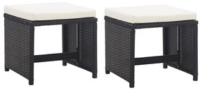 9 pcs conjunto jantar exterior com almofadões vime PE preto