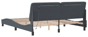 Estrutura de cama c/ luzes LED 180x200cm veludo cinzento-escuro