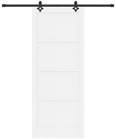 Porta Deslizante vidaXL com Conjunto de Ferragens Branca 93x232 cm Mad