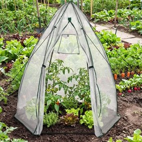 Mini estufa portátil 160 x 139 x 182 cm PE com porta com fecho e janela de rede para proteção no inverno Transparente