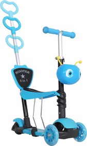 HOMCOM HOMCOM Trotinete 5 em 1 para Crianças com 3 Rodas Assento Removível e Guiador Ajustável Carga Máxima 50 kg 62x25x72,5 cm Azul | Aosom Portugal