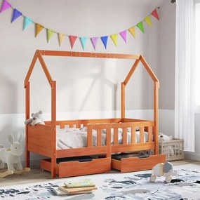 Estrutura de cama infantil c/ gavetas 80x170 cm pinho maciço
