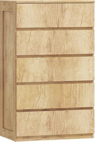 HOMCOM Cómoda de 5 Gavetas para Quarto Moderna Design sem Puxadores para Sala de Jantar Entrada 60x39x100 cm Madeira Natural | Aosom Portugal