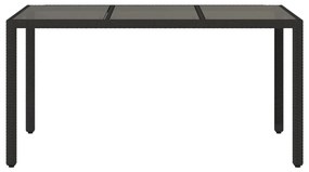 Mesa de jardim com tampo de vidro 150x90x75 cm vime PE preto