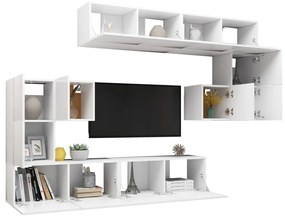 8 pcs conjunto de móveis de TV derivados de madeira branco