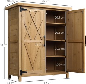 Armário de Jardim em Madeira com Teto Galvanizado – Armoire Bois – Nat