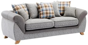 Sofá CAMBRIDGE 3 Lugares em Tecido Cinza e Cinza Claro – 210x86x74 cm