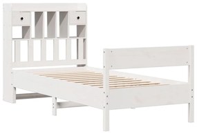 Cama com estante sem colchão 90x200 cm pinho maciço branco