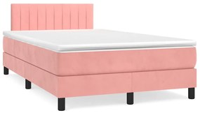 Cama box spring c/ colchão luzes e LED 120x190 cm veludo rosa