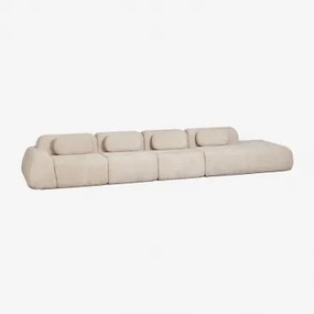Sofá Modular De Canto Em Chenille De 4 Peças Com Chaise Longue Direita Embalado A Vácuo Mérida Chenille Grossa Bege Tapioca - Sklum
