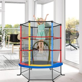 Trampolim para crianças 191 cm com rede de segurança e almofada para molas recreativas Estrutura em aço multicolorido
