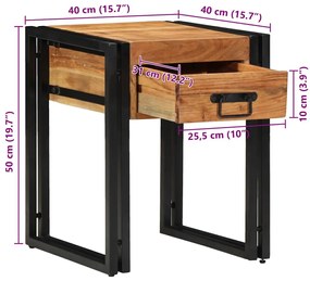 Mesa de Apoio vidaXL 40x40x50 cm em Madeira de Acácia