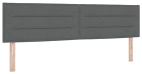 Cama Box Spring com Colchão &amp; LED Cinza Escuro 180x200 cm Tecido