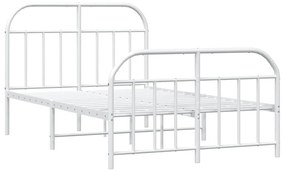 Estrutura de cama com cabeceira e pés 120x200 cm metal branco