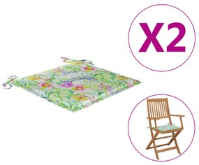 vidaXL Almofadões cadeiras jardim 2pcs tecido oxford padrão folhas