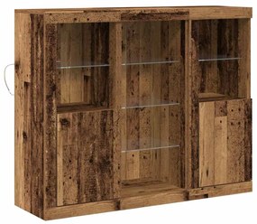 Aparador vidaXL com Luzes LED Madeira Velha 123x37x100 cm Madeira de E