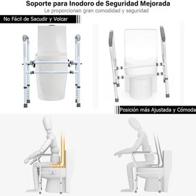 Suporte para sanita para idosos com suporte de elevação Estrutura de segurança ajustável com braçadeira giratória 360° e apoio para braços antiderrapa
