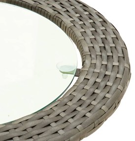 2 pcs conjunto de sofás formato L c/ almofadões vime PE cinza