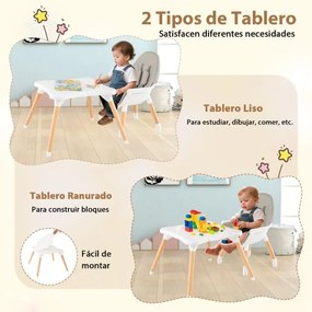 Cadeira refeição para bebés e crianças, conversível 6 em 1 tabuleiro removível cinza e branco