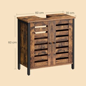 Armário de arrumação para casa de banho para lavatório (NÃO INCLUIDO), com 2 portas de lâminas 30 x 60 x 60 cm castanho-preto
