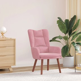 Poltrona Relaxante em Veludo Rosa