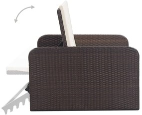 2 pcs conjunto lounge jardim c/ almofadões vime PE castanho