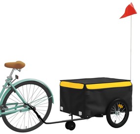 Reboque para bicicleta 45 kg ferro preto e amarelo