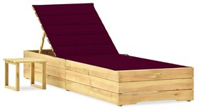 Espreguiçadeira de jardim com mesa e almofadão pinho impregnado