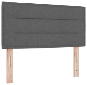 Cama Box Spring com Colchão Cinza Escuro, 90 x 190 cm, Tecido.