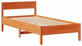Cama com estante sem colchão 90x190cm pinho maciço castanho-mel
