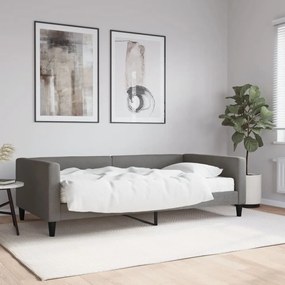 Sofá-cama com colchão 100x200 cm tecido cinzento-escuro