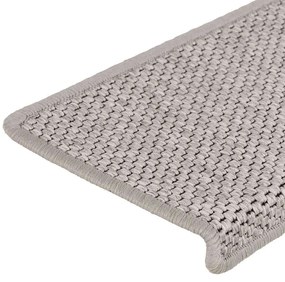 Tapetes escada adesivos aspeto sisal 15pcs 65x21x4 cm prateado