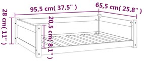 Cama para cães 95,5x65,5x28 cm madeira de pinho maciça cinzento