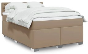 vidaXL Cama com molas/colchão 140x190 cm couro artificial cappuccino